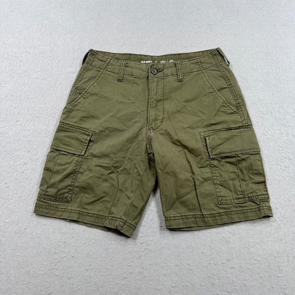 Old Navy Cargo Shorts Men's 31 Olive Green Lived-In Straight Relaxed Fit Utility